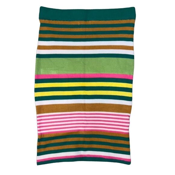 Small BCBGENERATION Striped Sweater Pencil Skirt Green Pink Yellow Orange White - Picture 7 of 9